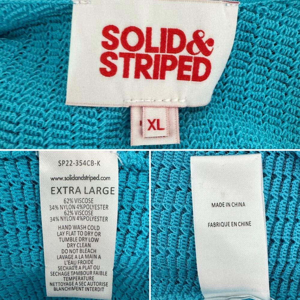 Solid & Striped The Bailey Dress Cerulean Blue mesh swim cover up size XL - Picture 8 of 11